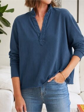 Frank & Eileen Patrick Popover Henley Sweatshirt Top Shirt Medium Triple Fleece